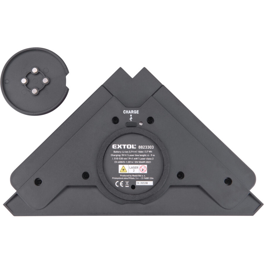 Extol Premium - Laservinkelhake 90° med elektrisk sugkopsmodul 5V/1000 mAh