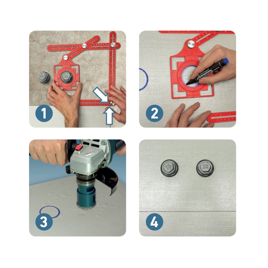 Extol Premium - Metallmall för överföring av vinklar och positioner med locator