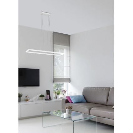 Fabas Luce 3394-43-102 - LED ljusreglerad ljuskrona på textilsladd BARD LED/52W/230V 4000K vit