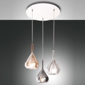 Fabas Luce 3481-47-297 - Ljuskrona med textilsladd LILA 3xE27/40W/230V guld/grå/genomskinlig