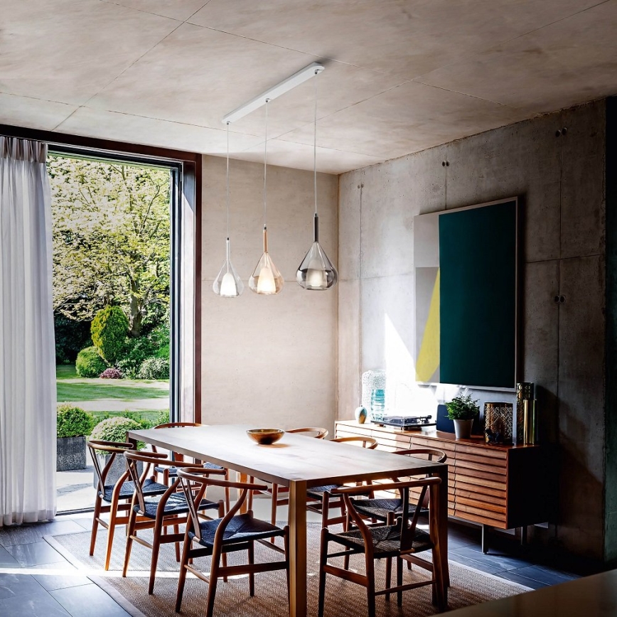 Fabas Luce 3481-48-297 - Ljuskrona med textilsladd LILA 3xE27/40W/230V genomskinlig/guld/grå