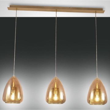 Fabas Luce 3673-48-125 - Ljuskrona med textilsladd BRITTON 3xE27/40W/230V guld