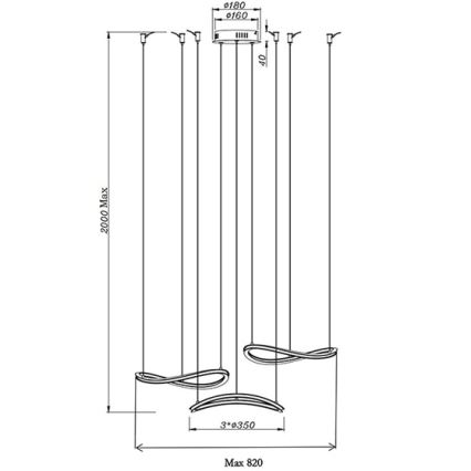 Fabas Luce 3711-47-102 - LED ljuskrona med textilsladd TIRRENO LED/50W/230V