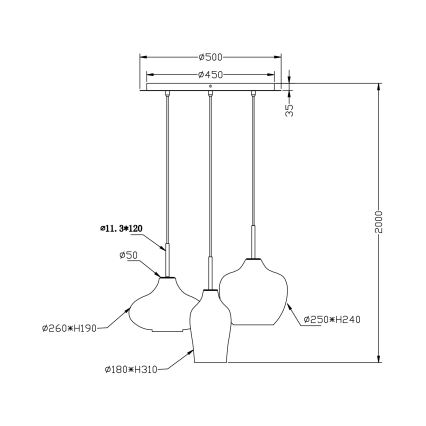 Fabas Luce 3725-47-363 - Ljuskrona med upphängningsrem OLBIA 3xE27/40W/230V