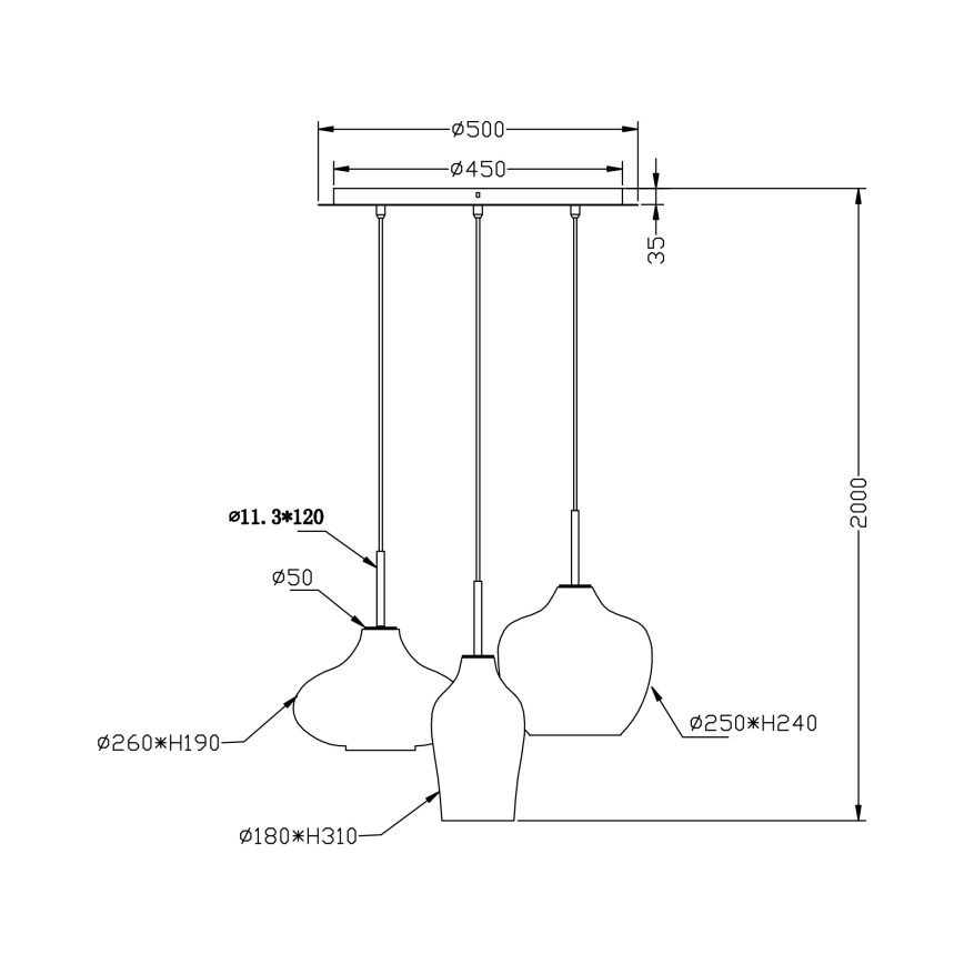 Fabas Luce 3725-47-363 - Ljuskrona med upphängningsrem OLBIA 3xE27/40W/230V