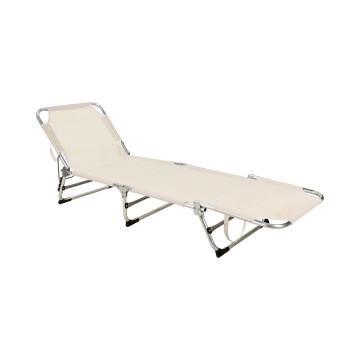 Fällbar, justerbar solsäng SUNO 56x190 cm, krämfärgad