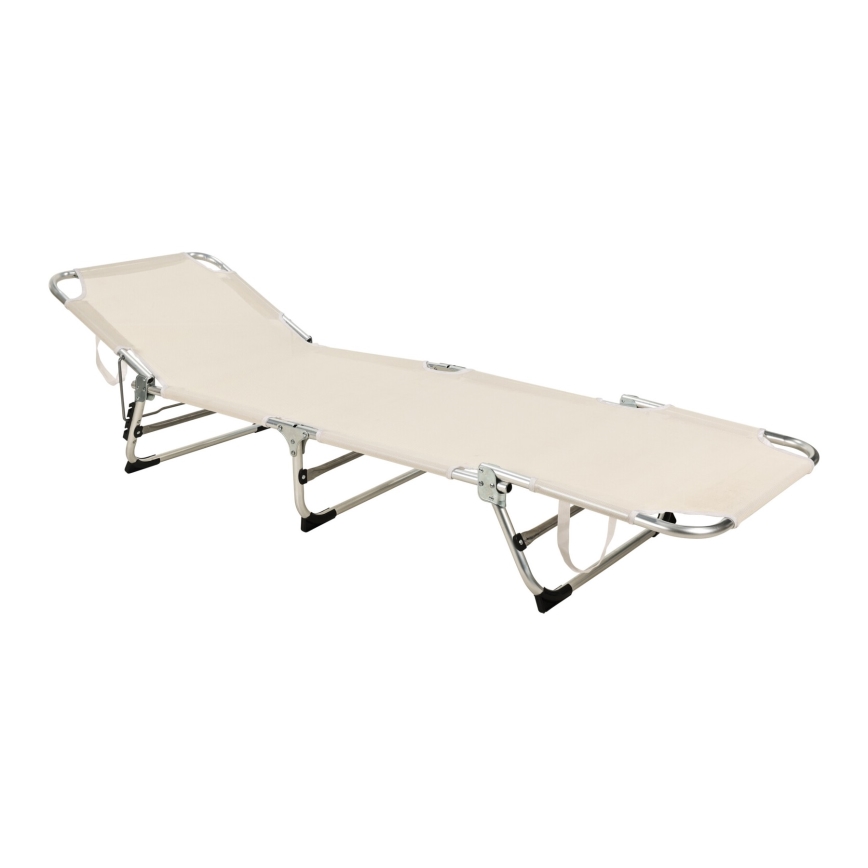 Fällbar, justerbar solsäng SUNO 56x190 cm, krämfärgad