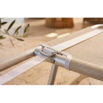 Fällbar, justerbar solsäng SUNO 56x190 cm, krämfärgad