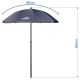 Fällbart parasoll d. 1,8 m grått