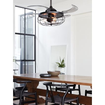 FANAWAY 212920 - LED Takfläkt INDUSTRI 3xE27/4W/230V svart + fjärrkontroll