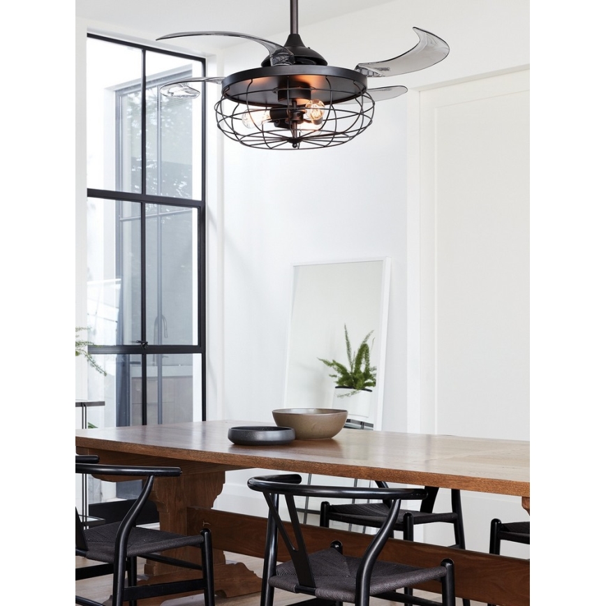 FANAWAY 212920 - LED Takfläkt INDUSTRI 3xE27/4W/230V svart + fjärrkontroll