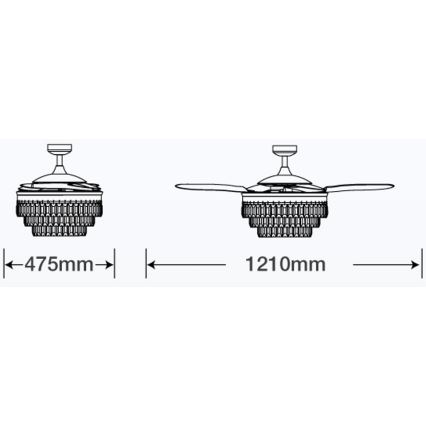 FANAWAY 212923 - LED Takfläkt VEIL 6xE14/4,5W/230V blank krom + fjärrkontroll