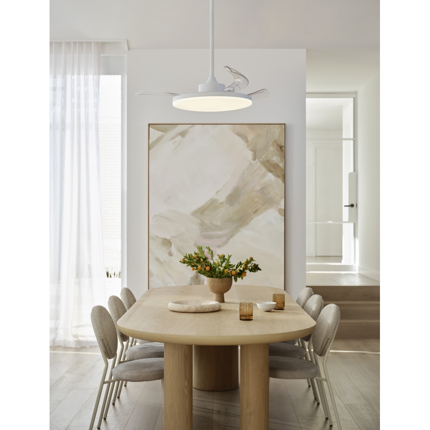 FANAWAY 21612949 - LED Dimbar takfläkt STROLL LED/30W/230V 2700/3500/5000K Ø 106 cm vit/klar + fjärrkontroll