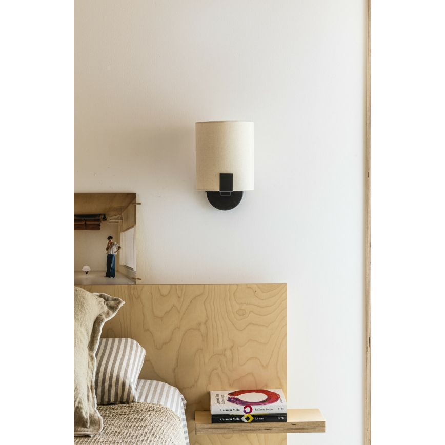 FARO 20053 - LED Vägglampa NILA 1xE27/15W/230V + LED/3W krämvit/svart