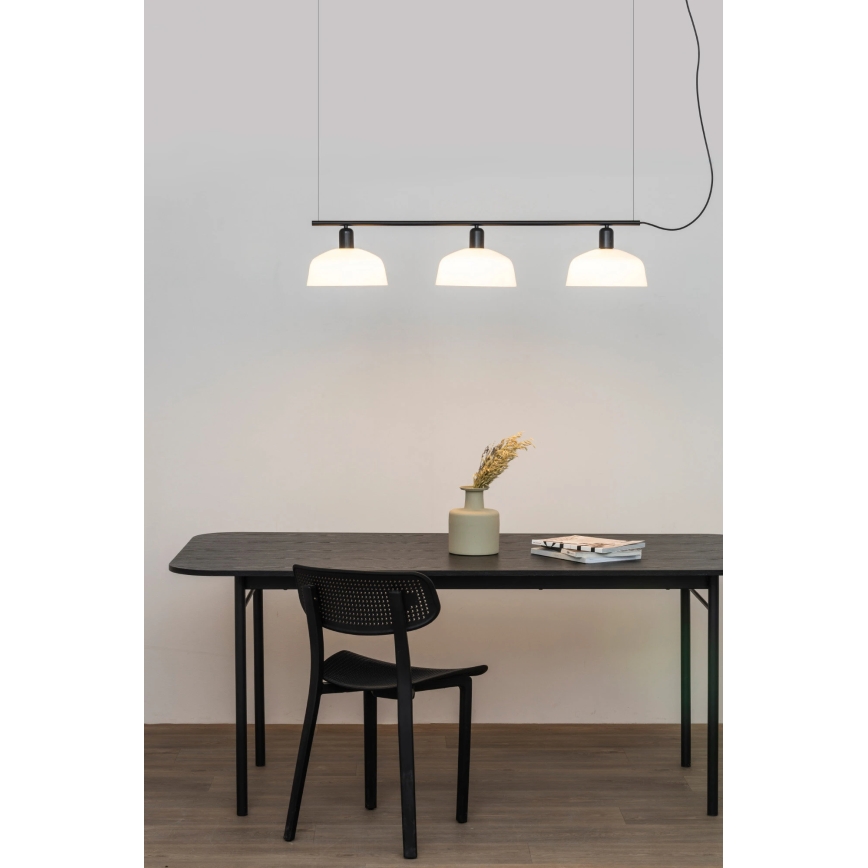 FARO 20338-119 - Ljuskrona med textilsladd TATAWIN 3xE27/15W/230V svart