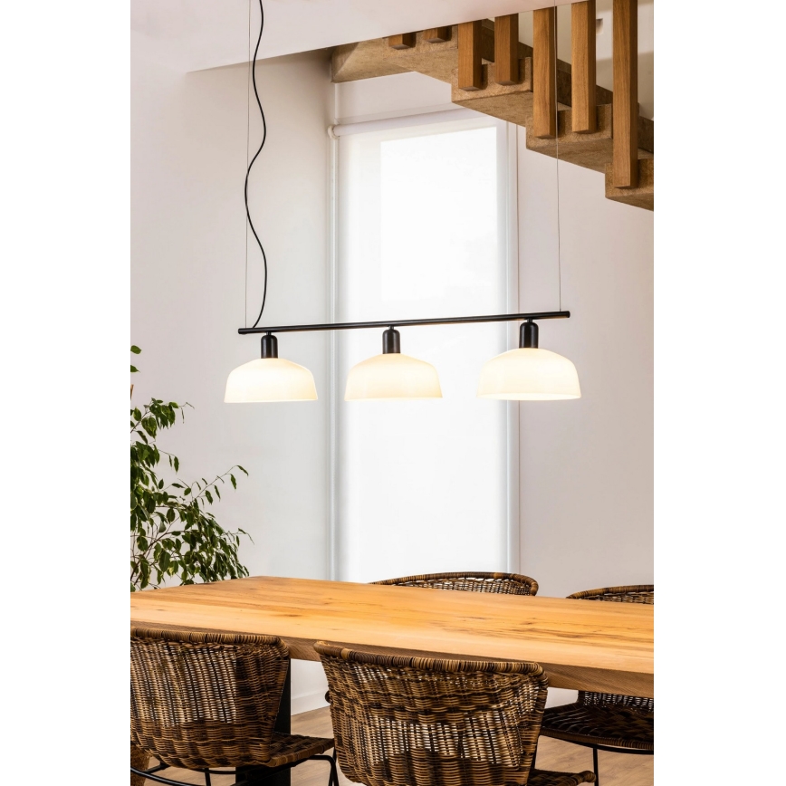 FARO 20338-119 - Ljuskrona med textilsladd TATAWIN 3xE27/15W/230V svart