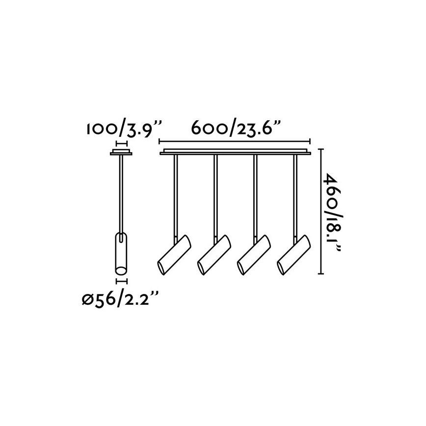 FARO 29880 - Pendelkrona LINK 4xGU10/8W/230V svart