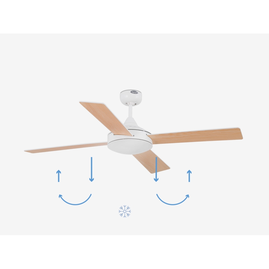 FARO 33350DC - Takfläkt MALLORCA L vit/brun Ø 132 cm + fjärrkontroll