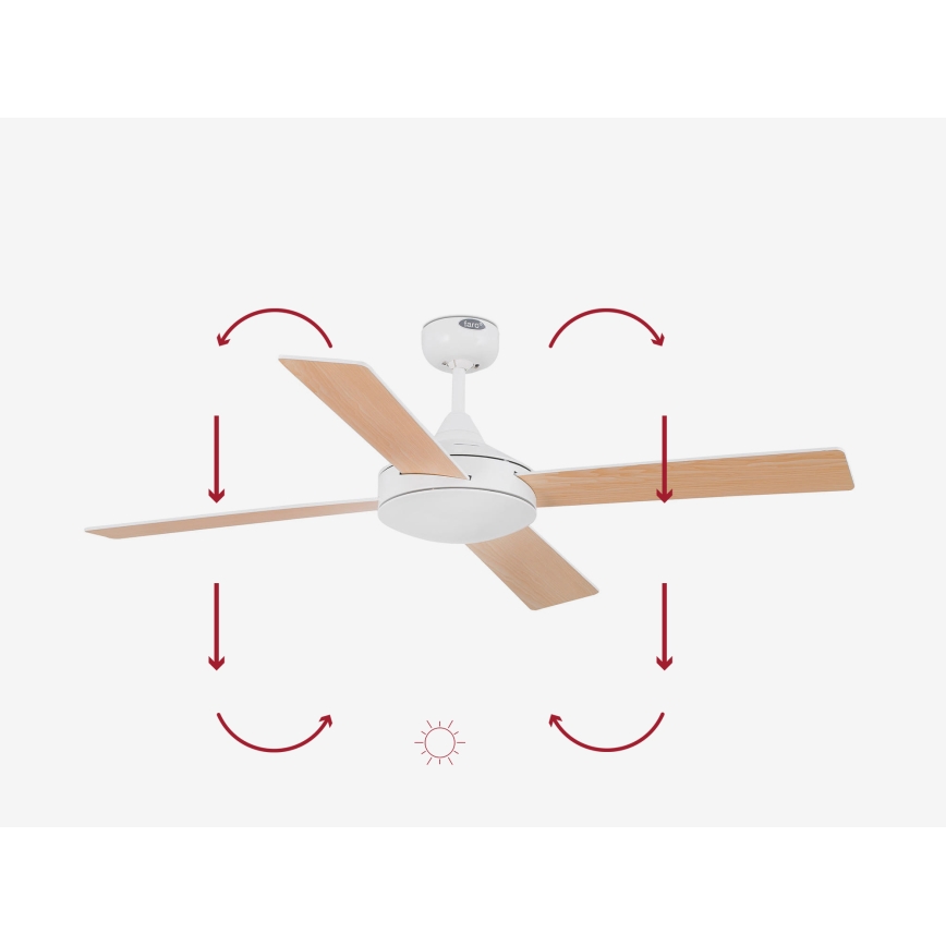 FARO 33350DC - Takfläkt MALLORCA L vit/brun Ø 132 cm + fjärrkontroll