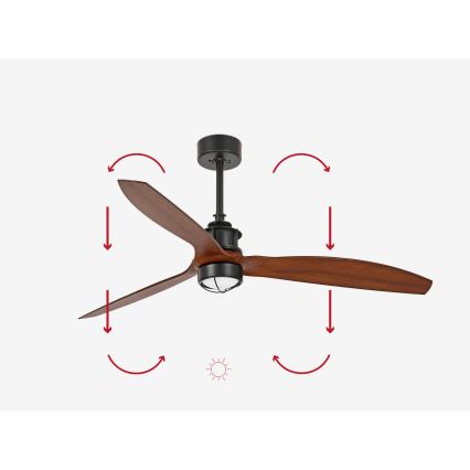 FARO 33395-10 - LED Takfläkt JUST FAN LED/16W/230V svart/brun Ø 128 cm + fjärrkontroll