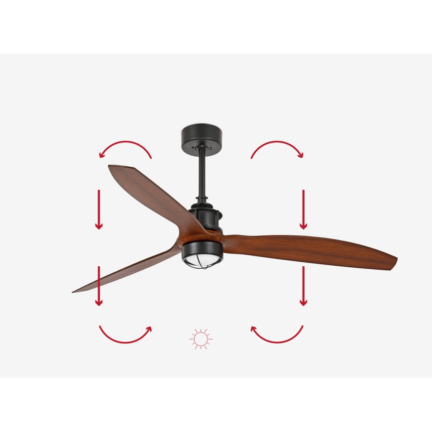 FARO 33395-10 - LED Takfläkt JUST FAN LED/16W/230V svart/brun Ø 128 cm + fjärrkontroll