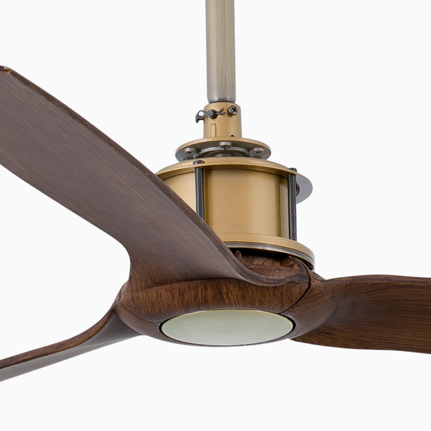 FARO 33398WT - Takfläkt JUST FAN M Ø 128 cm brun/mässing Wi‑Fi Tuya + fjärrkontroll