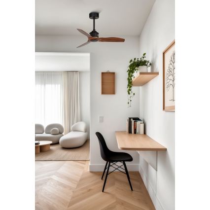 FARO 33425WT - Takfläkt JUST FAN S Ø 81 cm brun/svart Wi-Fi Tuya + fjärrkontroll