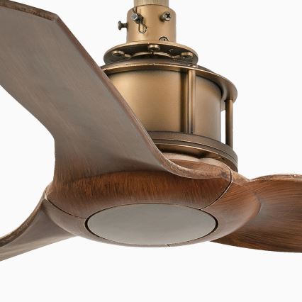 FARO 33428WT - Takfläkt JUST FAN S Ø 81 cm brun/mässing Wi‑Fi Tuya + fjärrkontroll