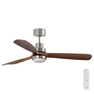 FARO 33463DC - LED Takfläkt LANTAU LED/12W/230V trä/matt krom Ø 168 cm + fjärrkontroll