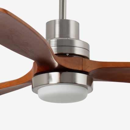 FARO 33463DC - LED Takfläkt LANTAU LED/12W/230V trä/matt krom Ø 168 cm + fjärrkontroll
