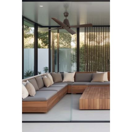 FARO 33490 - Takfläkt TYPHOON IP44 brun + fjärrkontroll