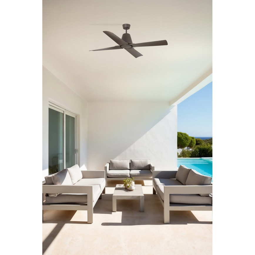 FARO 33490 - Takfläkt TYPHOON IP44 brun + fjärrkontroll