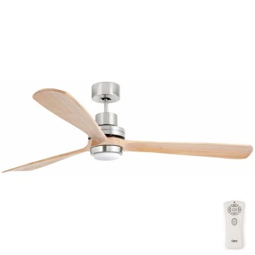 FARO 33505DC - LED Takfläkt LANTAU XL LED/15W/230V trä/matt krom Ø 168 cm + fjärrkontroll