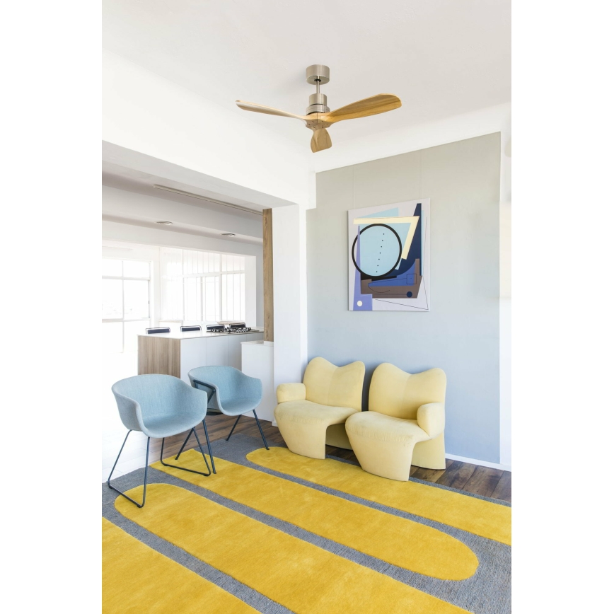 FARO 33509DC - Takfläkt MINI LANTAU matt krom/trä Ø 107 cm + fjärrkontroll