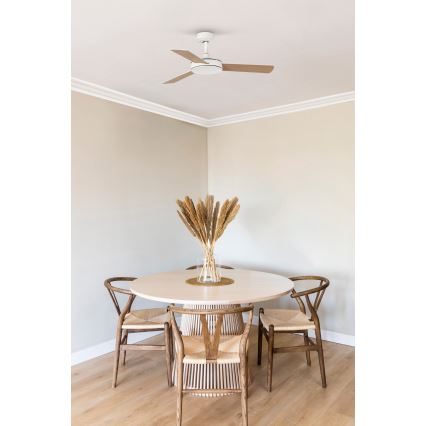 FARO 33603DCWT - Takfläkt MINI MALLORCA S brun/vit diameter 106 cm Wi-Fi Tuya + fjärrkontroll