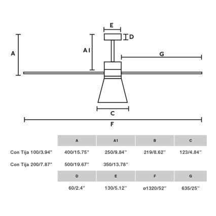 FARO 33760WT-22 - Dimmbar LED-takfläkt AMELIA L CONE LED/20W/230V 2700/3500/5000K vit Ø 132 cm Wi-Fi Tuya + fjärrkontroll