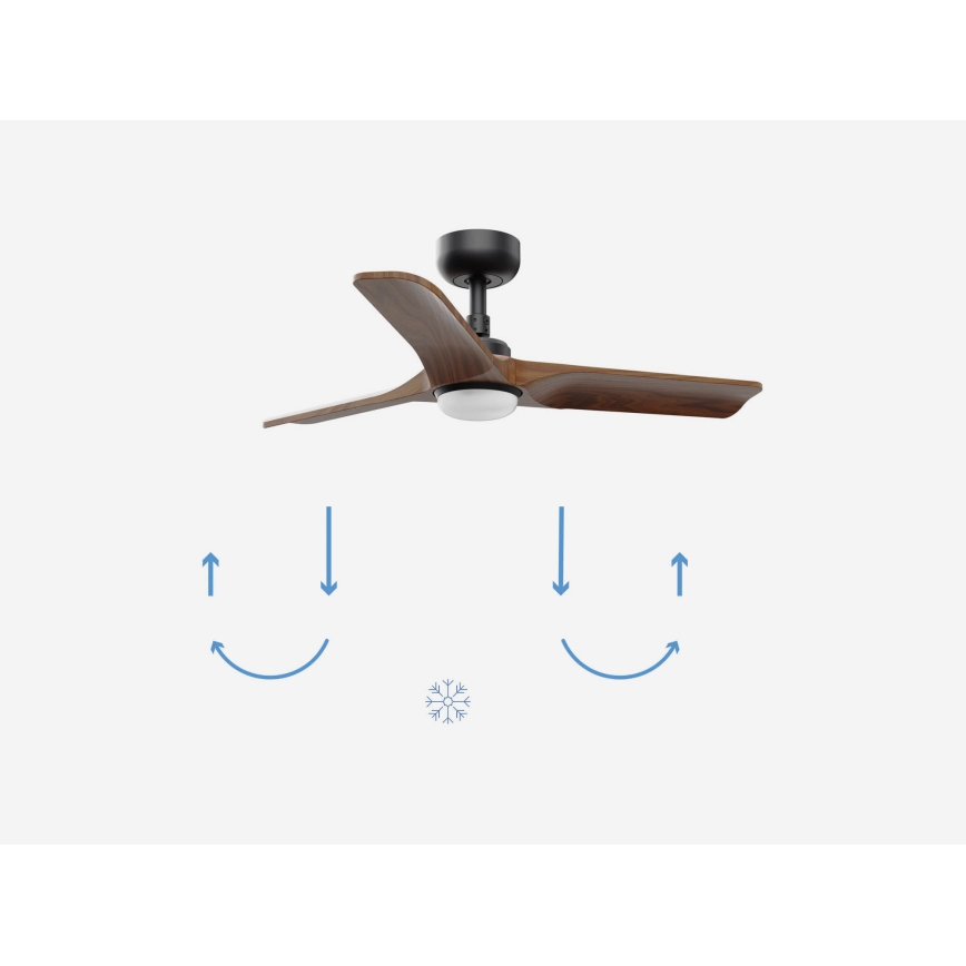 FARO 33806-1TW - Dimmbar takfläkt HEYWOOD med LED/10W/230V 2700/3000/4000K trä/svart Ø 90 cm + fjärrkontroll