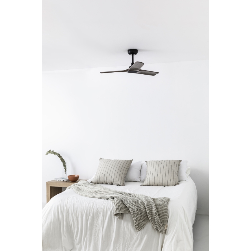 FARO 33806WT - Takfläkt HEYWOOD S trä/svart Ø 90 cm Wi-Fi Tuya + fjärrkontroll