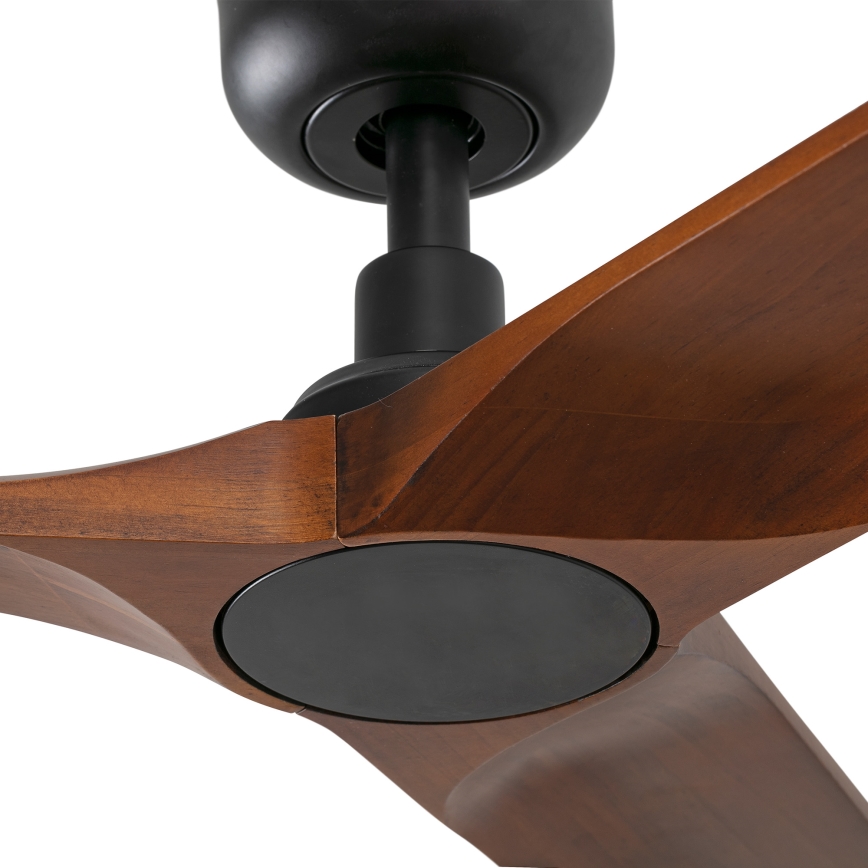 FARO 33806WT - Takfläkt HEYWOOD S trä/svart Ø 90 cm Wi-Fi Tuya + fjärrkontroll