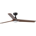 FARO 33809WT1S - Dimmbar LED-takfläkt HEYWOOD L LED/10W/230V 2700/3000/4000K Ø 132 cm trä/svart Wi‑Fi Tuya + fjärrkontroll