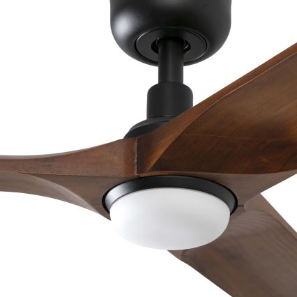 FARO 33809WT1S - Dimmbar LED-takfläkt HEYWOOD L LED/10W/230V 2700/3000/4000K Ø 132 cm trä/svart Wi‑Fi Tuya + fjärrkontroll