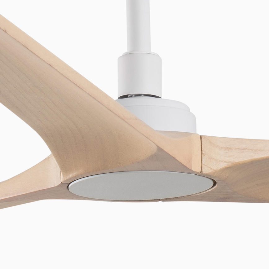 FARO 33810WT - Takfläkt HEYWOOD L trä/vit Ø 132 cm Wi-Fi Tuya + fjärrkontroll