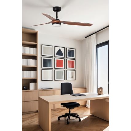 FARO 33817WT1S - LED-dimmbar takfläkt PUNT M LED/18 W/230 V 2700/3000/4000 K Ø 132 cm brun/svart Wi‑Fi Tuya + fjärrkontroll
