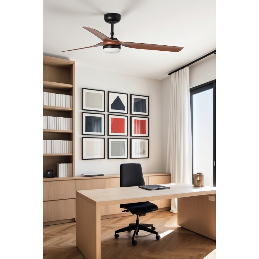 FARO 33817WT1S - LED-dimmbar takfläkt PUNT M LED/18 W/230 V 2700/3000/4000 K Ø 132 cm brun/svart Wi‑Fi Tuya + fjärrkontroll