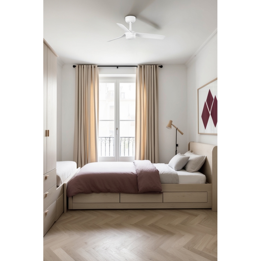 FARO 33820-1TW - Dimbart LED-takfläkt MINI PUNT S med LED/10W 2700/3000/4000K, vit Ø 90 cm + fjärrkontroll