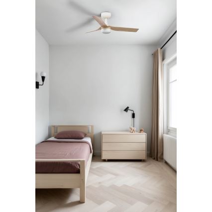 FARO 33821-1TW - LED Dimbar takfläkt MINI PUNT S LED/10W 2700/4000/6000K trä/vit diameter 90 cm + fjärrkontroll