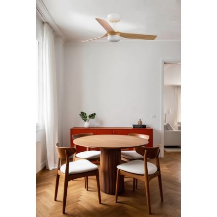 FARO 33821WT-1TW - LED Dimbar takfläkt MINI PUNT S LED/10W/230V 2700/4000/6000K brun/vit diameter 90 cm Wi-Fi Tuya + fjärrkontroll