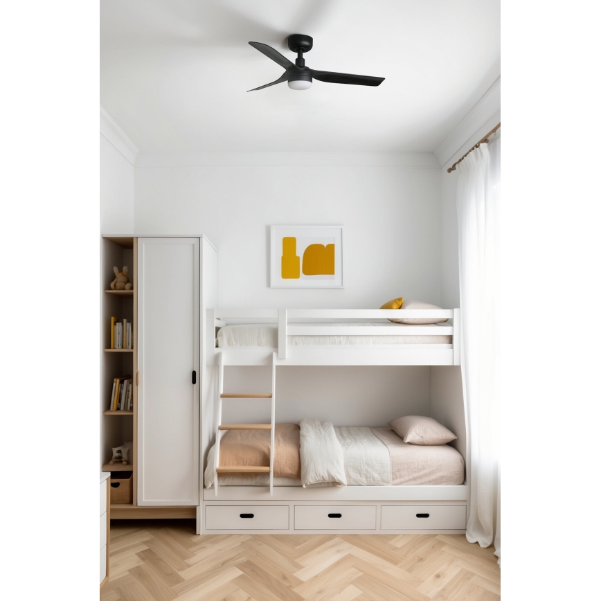 FARO 33822-1TW - Dimbar takfläkt MINI PUNT med LED/10W 2700/3000/4000K svart Ø 90 cm + fjärrkontroll