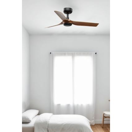 FARO 33823WT - Takfläkt MINI PUNT S brun/svart diameter 90 cm Wi-Fi Tuya + fjärrkontroll
