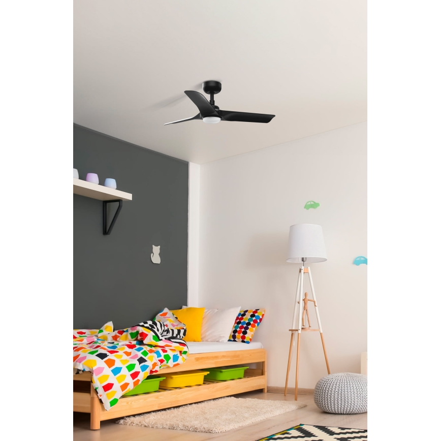 FARO 33825-1TW - Dimmbar LED-takfläkt HEY S LED/10W/230V 2700/3000/4000K svart Ø 90 cm + fjärrkontroll